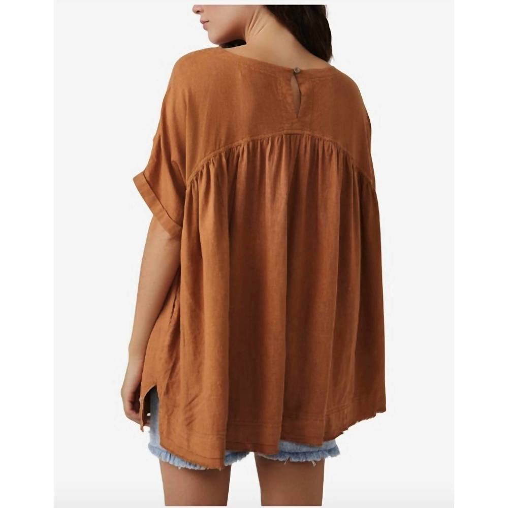 NEW FREE PEOPLE moon city top in bright cedar